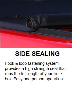 Access Roll up truck cover seals along the edges for a tight fit