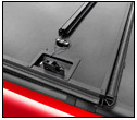 Hard panel tri-fold hard tonneau channeled layers for weather tight protection Encore Tri-Fold Hard Panel Tonneau Panel seals to side rails