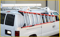 EZ-Lo Down Drop Down Ladder Rack on Commercial Van