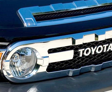 Chrome grille accessory on Toyota truck